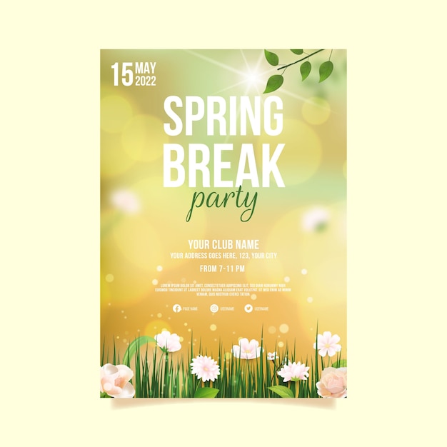Realistic spring vertical poster template