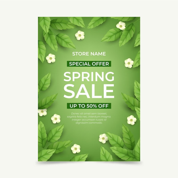 Realistic spring vertical poster template