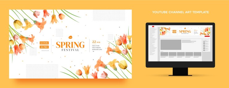 Free Vector realistic spring youtube channel art