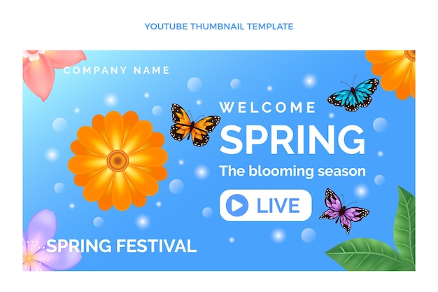 Free vector realistic spring youtube thumbnail