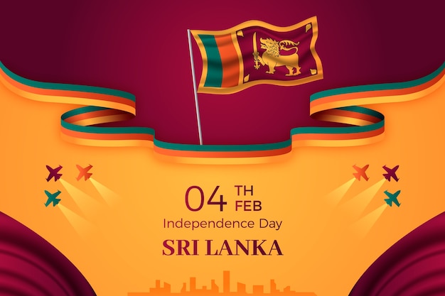 Vettore gratuito sfondo realistico del giorno dell'indipendenza dello sri lanka