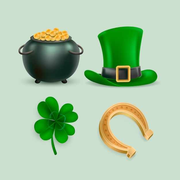 Free vector realistic st patrick's day celebration elements collection