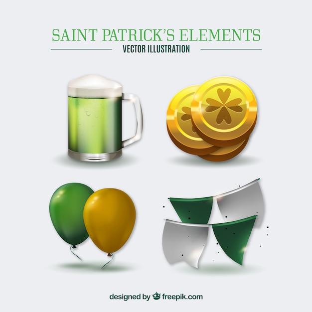 Free vector realistic st. patrick's day element collection