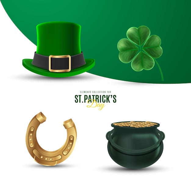 Realistic st. patrick's day element collection