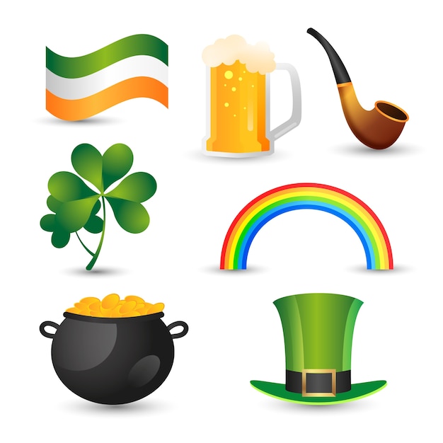 Vettore gratuito st realistica collezione di elementi patrick's day