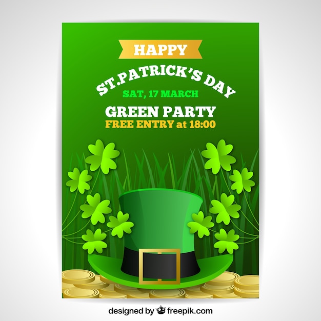 Free vector realistic st. patrick's day flyer / poster template