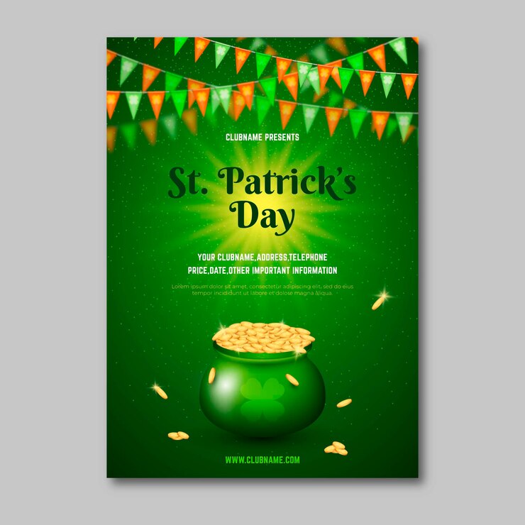 मुफ़्त वेक्टर realistic st. patrick's day flyer template