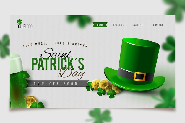 Realistic st. patrick's day landing page