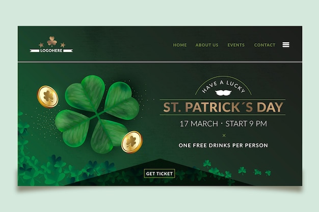 Free vector realistic st. patrick's day landing page