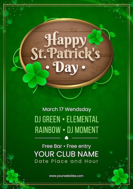 Free vector realistic st. patrick's day poster template