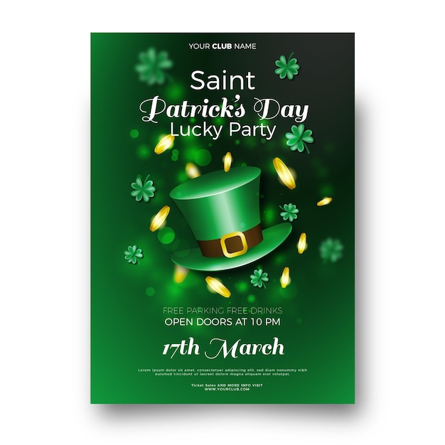 Realistic st. patrick's day vertical poster template