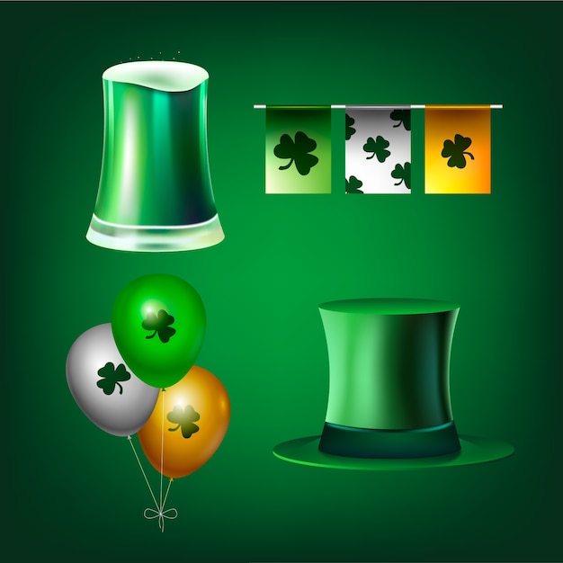 Free vector realistic st patricks day elements collection