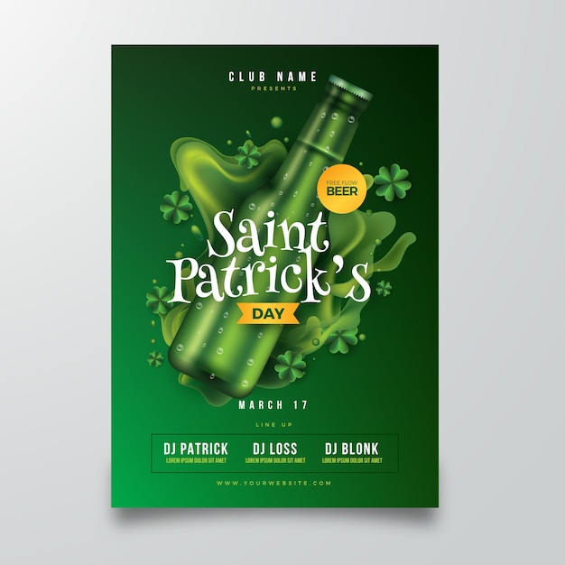 Realistic st. patricks day flyer template
