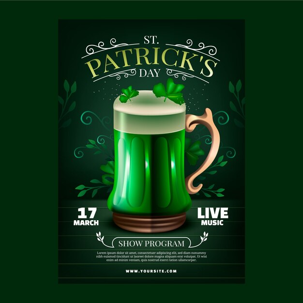 Free vector realistic st patricks day vertical poster template