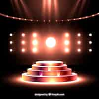 Free vector realistic stage podium with elegant lightning