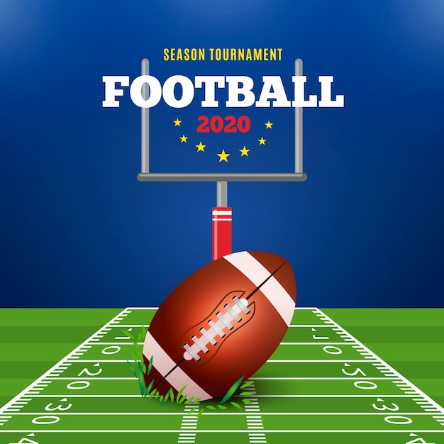 Free vector realistic style american football with green field