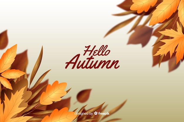 Realistic style autumn leaves background