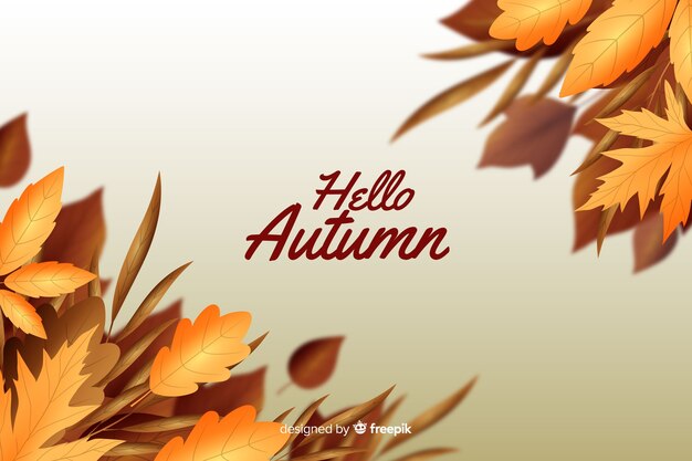 Realistic style autumn leaves background