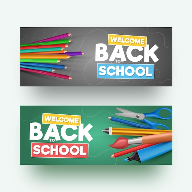 Free vector realistic style back to school banners