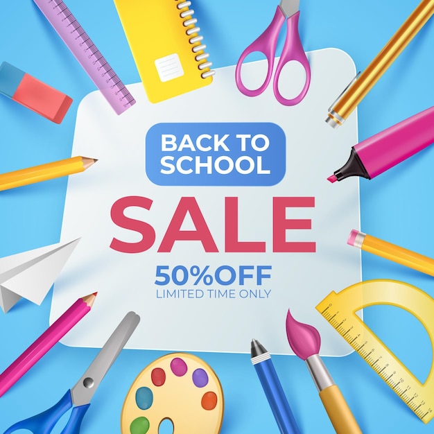 Realistic style back to school sales