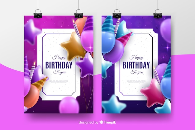 Realistic style birthday invitation template