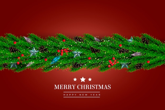 Бесплатное векторное изображение Реалистичный стиль рождественской мишуры фон