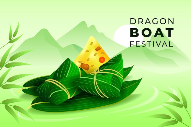 Realistic style dragon boat's background