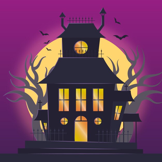 Realistic style halloween house