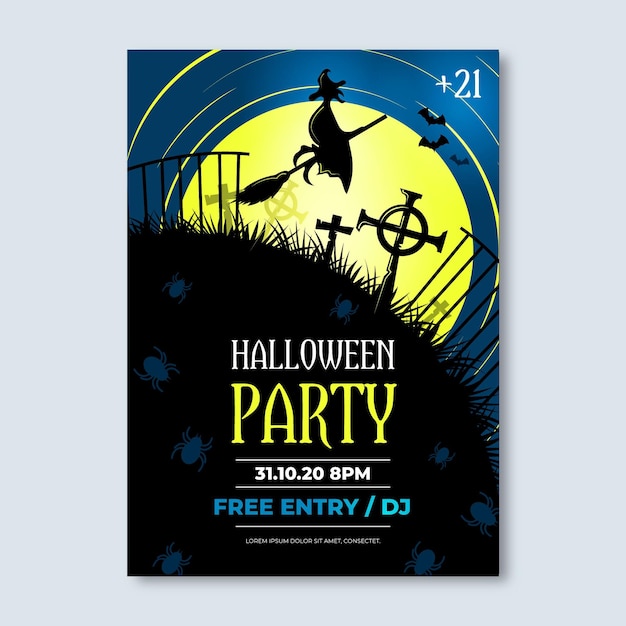 Realistic style halloween party poster