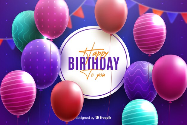 Realistic style happy birthday background