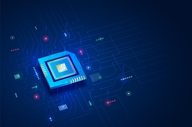 Realistic style microchip processor background