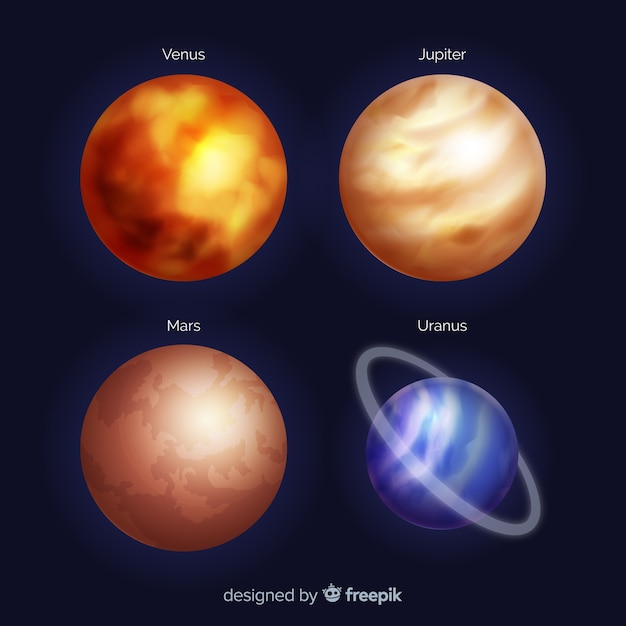 Realistic style planets collection