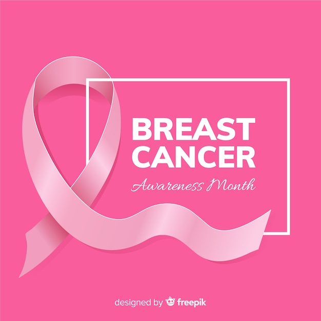 Realistic style ribbon for breast cancer awareness event 