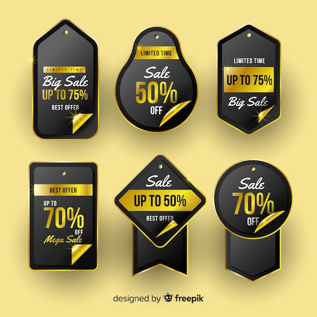 Realistic style sales label collection