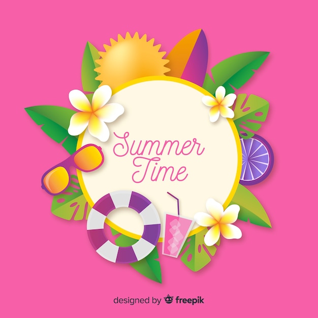 Realistic summer background with elements