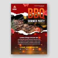 Free vector realistic summer barbecue poster template with meat