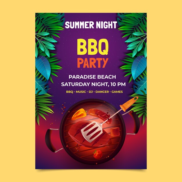 Realistic summer barbecue poster template