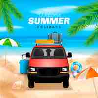 Free vector realistic summer car illustration