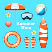 Free vector realistic summer elements collection