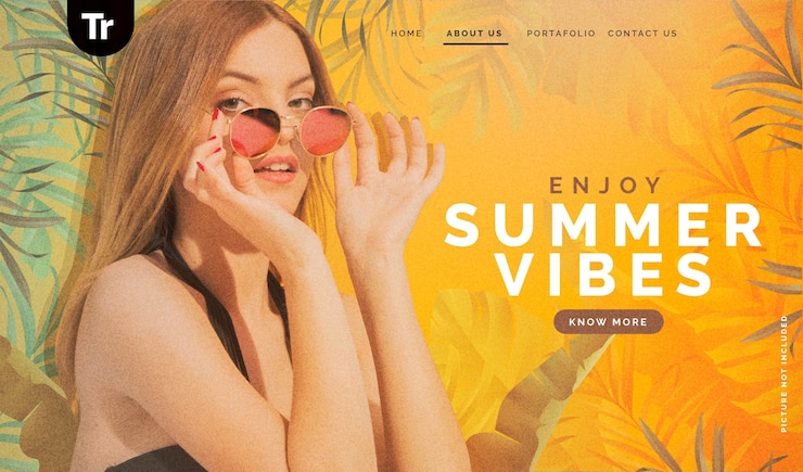 Free Vector realistic summer landing page template