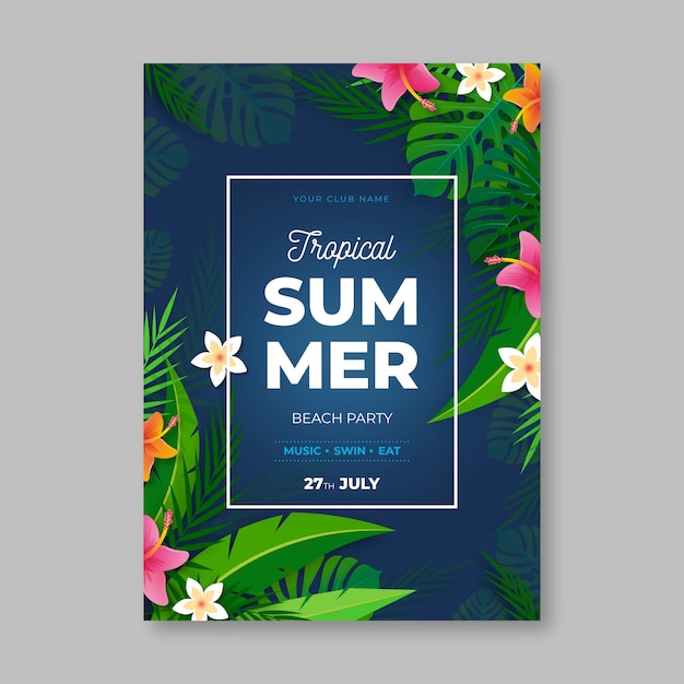 Realistic summer party flyer template