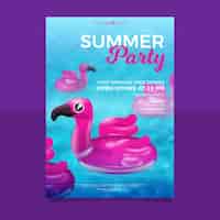 Free vector realistic summer party flyer template