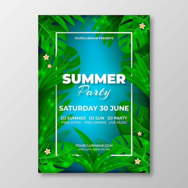 Free vector realistic summer party poster concept