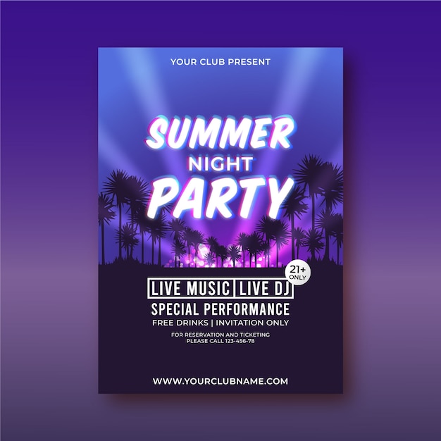 Realistic summer party poster template