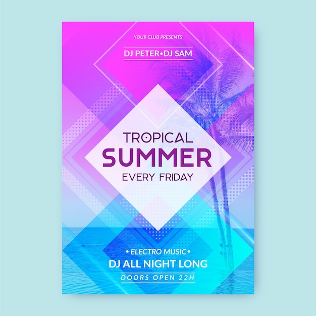 Free vector realistic summer party poster template