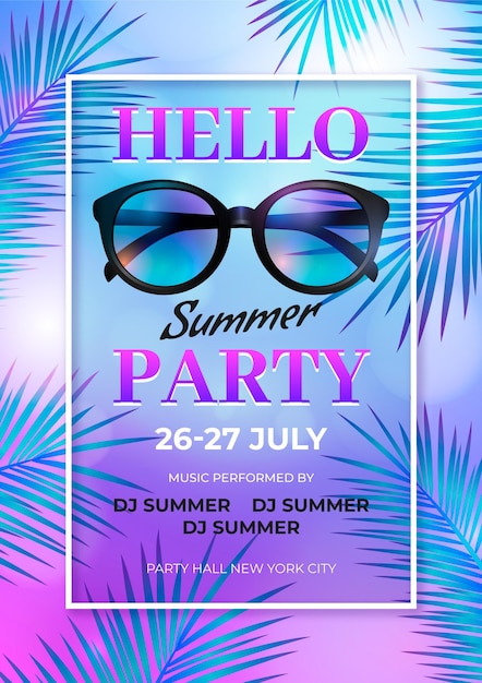 Free vector realistic summer party poster template