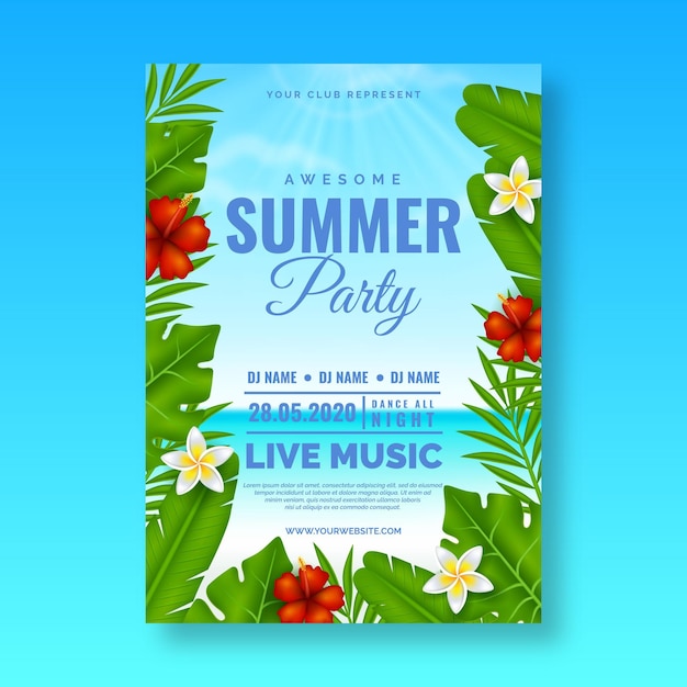Free vector realistic summer party poster template