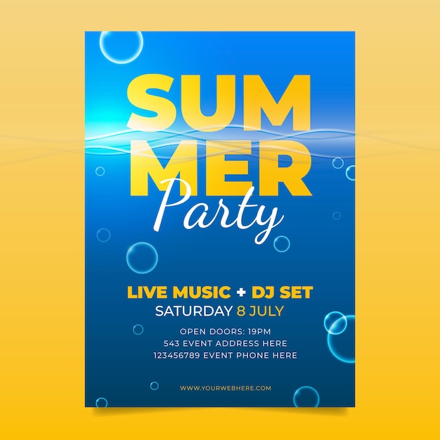 Free vector realistic summer party poster template