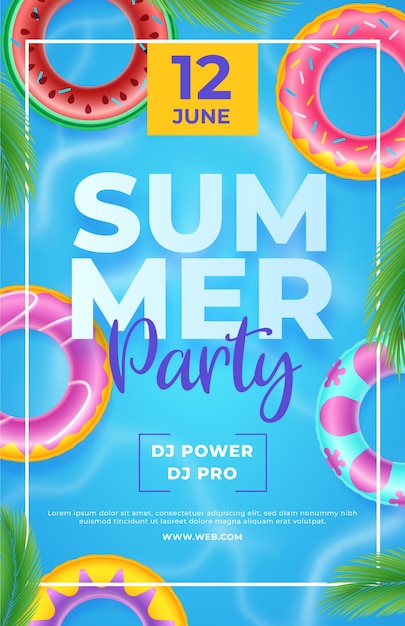 Free vector realistic summer party poster template