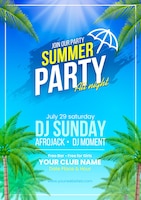 Realistic summer party vertical poster template